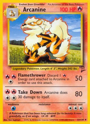Image of Arcanine 033/130  Base Set 2 - Uncommon