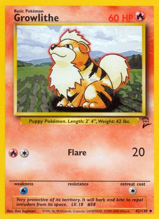 Image of Growlithe 042/130  Base Set 2 - Uncommon