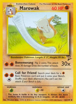 Image of Marowak 052/130  Base Set 2 - Uncommon