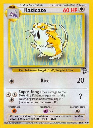 Image of Raticate 058/130  Base Set 2 - Uncommon