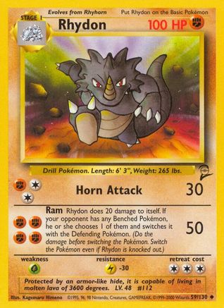 Image of Rhydon 059/130  Base Set 2 - Uncommon