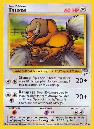 Image of Tauros 062/130  Base Set 2 - Uncommon