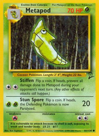 Image of Metapod 081/130  Base Set 2 - Common