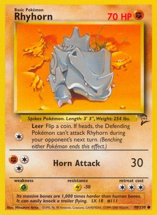 Image of Rhyhorn 090/130  Base Set 2 - Common