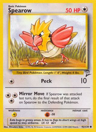 Image of Spearow 092/130  Base Set 2 - Common