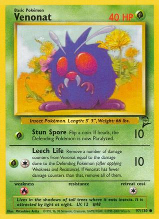 Image of Venonat 097/130  Base Set 2 - Common