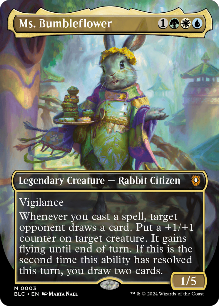 Image of Ms. Bumbleflower (Borderless) (BLC-003) - Bloomburrow Commander (Borderless) Foil
