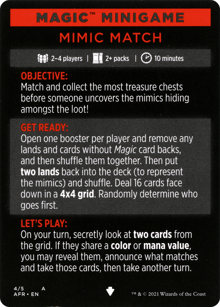 Image of Mimic Match // Mimic Match (cont'd) (MAFR-004) - Adventures in the Forgotten Realms Minigames