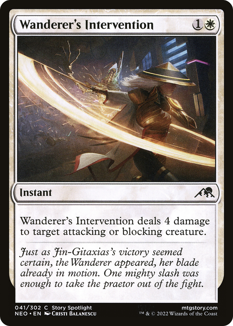 Image of Wanderer's Intervention (NEO-041) - Kamigawa: Neon Dynasty Foil