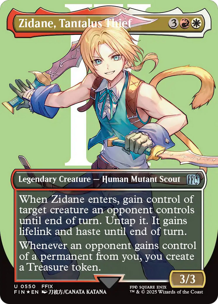 Image of Zidane, Tantalus Thief (Borderless) (Surge Foil) (FIN-550) - FINAL FANTASY (Borderless) Foil