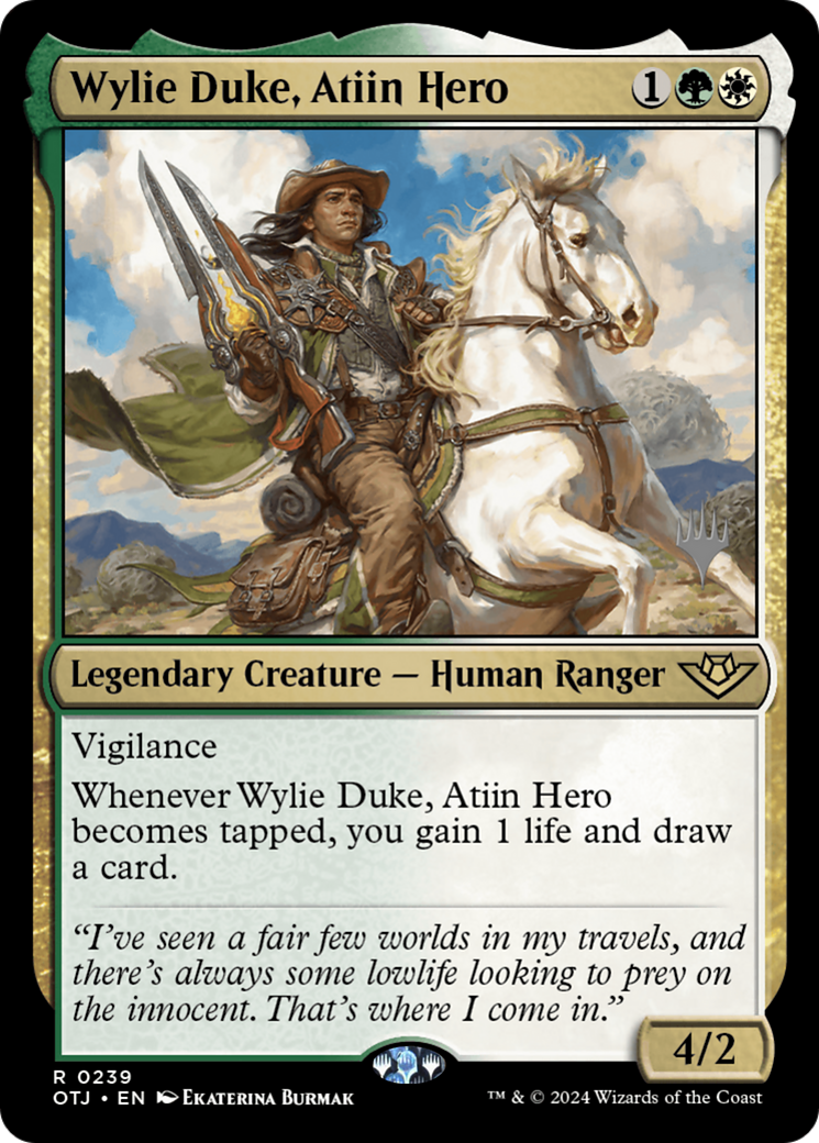 Image of Wylie Duke, Atiin Hero (PPOTJ-239) - Outlaws of Thunder Junction Promos Foil