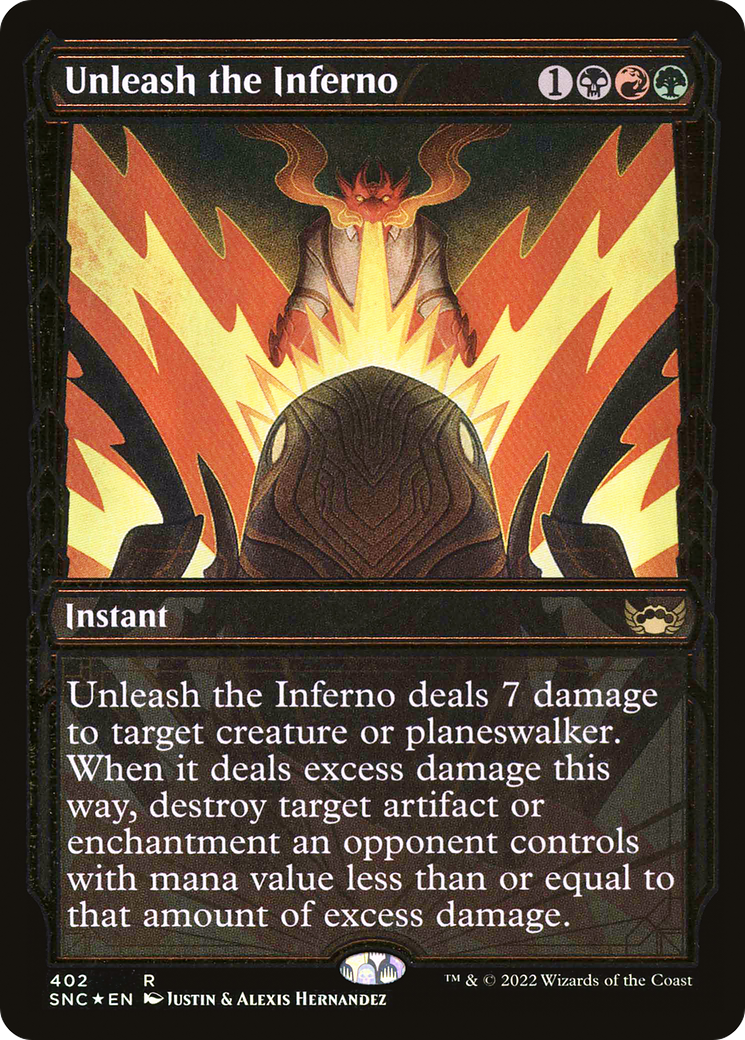 Image of Unleash the Inferno (Gilded Foil) (SNC-402) - Streets of New Capenna: (Showcase) Foil