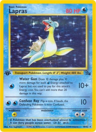 Image of Lapras (10) 010/62  - 1st Edition Holofoil Fossil - Holo Rare