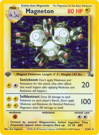Image of Magneton (11) 011/62  - 1st Edition Holofoil Fossil - Holo Rare