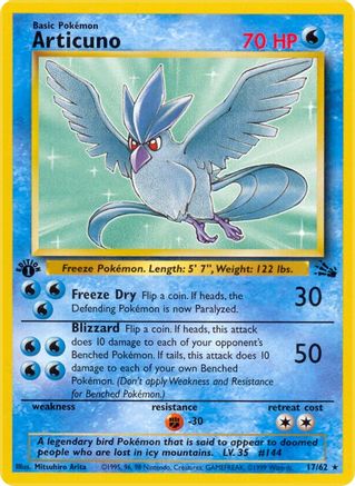 Articuno (17) 017/62  - 1st Edition Fossil - Rare
