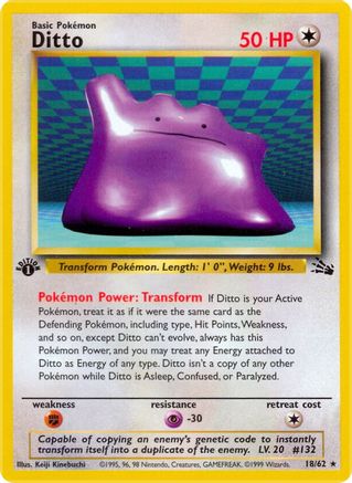 Image of Ditto (18) 018/62  - Unlimited Fossil - Rare