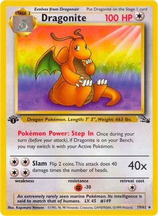 Image of Dragonite (19) 019/62  - 1st Edition Fossil - Rare