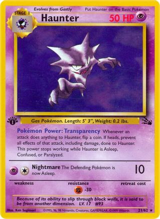Image of Haunter (21) 021/62  - 1st Edition Fossil - Rare