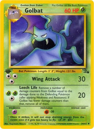 Image of Golbat 034/62  - 1st Edition Fossil - Uncommon