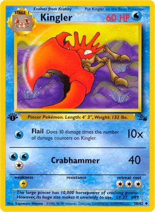 Image of Kingler 038/62  - 1st Edition Fossil - Uncommon