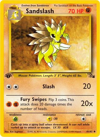 Image of Sandslash 041/62  - Unlimited Fossil - Uncommon