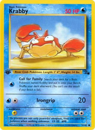 Image of Krabby 051/62  - Unlimited Fossil - Common