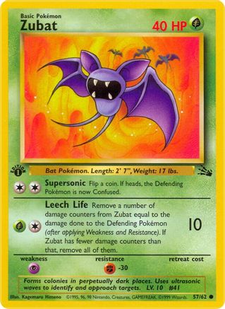 Image of Zubat 057/62  - 1st Edition Fossil - Common
