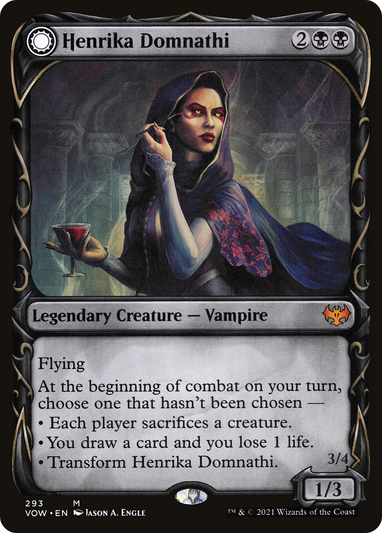 Image of Henrika Domnathi (Showcase) (VOW-293) - Innistrad: Crimson Vow: (Showcase, Double Faced Transform) Foil