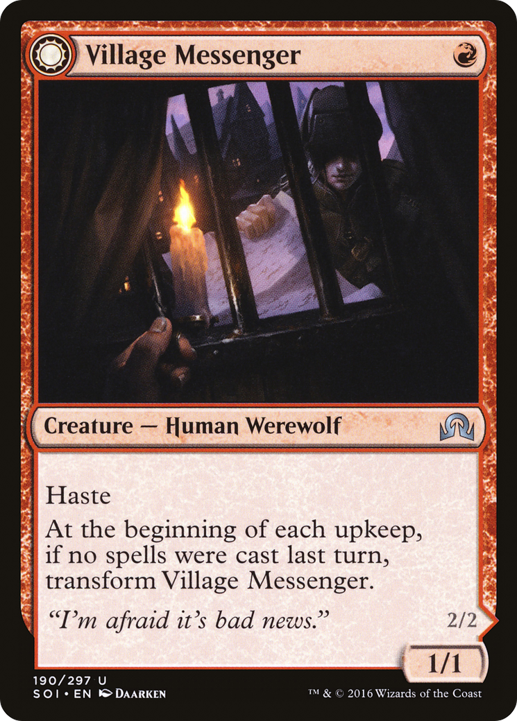 Image of Village Messenger (SOI-190) - Shadows over Innistrad: (Double Faced Transform) Foil