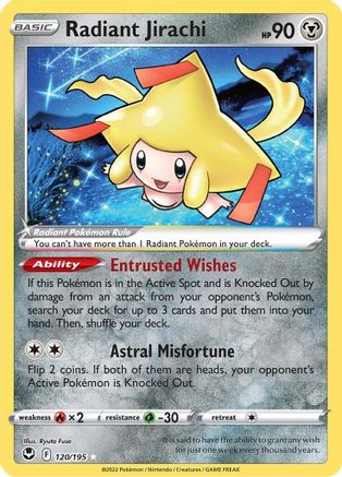 Image of Radiant Jirachi 120/195  - Holofoil SWSH12 Silver Tempest - Radiant Rare