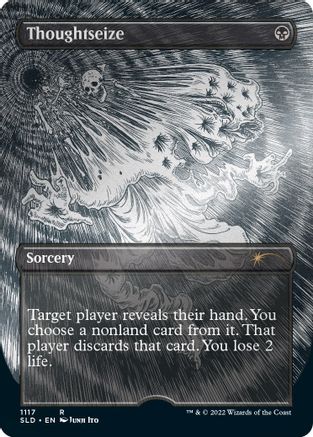 Image of Thoughtseize (Borderless) (Foil Etched) (SLD-1117) - Secret Lair Drop Series Foil