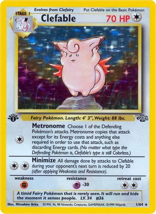 Image of Clefable (1) 001/64  - 1st Edition Holofoil Jungle - Holo Rare