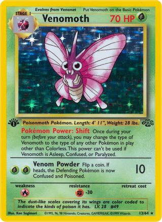Image of Venomoth (13) 013/64  - Unlimited Holofoil Jungle - Holo Rare
