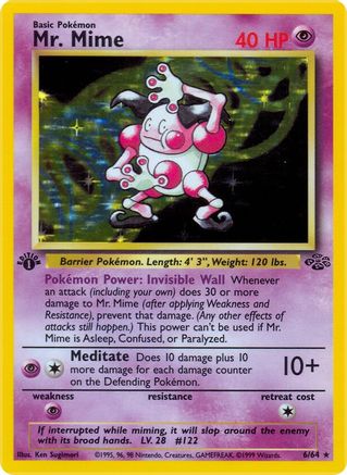 Image of Mr. Mime (6) 006/64  - 1st Edition Holofoil Jungle - Holo Rare