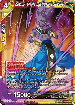 Image of Beerus, Divine Destroyer's Advent (Zenkai Series Tournament Pack Vol.2) (P-452) - Tournament Promotion Cards
