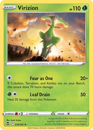 Image of Virizion 014/195  - Reverse Holofoil SWSH12 Silver Tempest - Rare