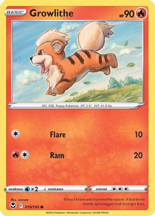 Image of Growlithe 019/195  SWSH12 Silver Tempest - Common