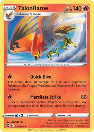 Image of Talonflame 029/195  - Reverse Holofoil SWSH12 Silver Tempest - Rare