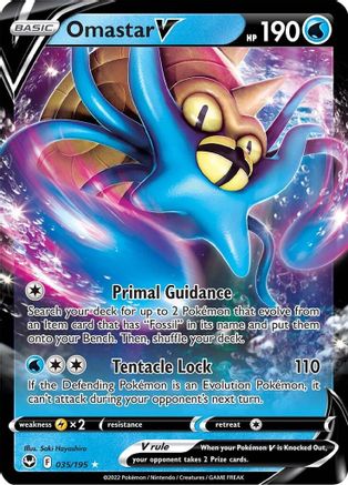 Image of Omastar V 035/195  - Holofoil SWSH12 Silver Tempest - Ultra Rare