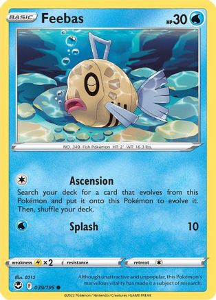 Image of Feebas 039/195  - Reverse Holofoil SWSH12 Silver Tempest - Common