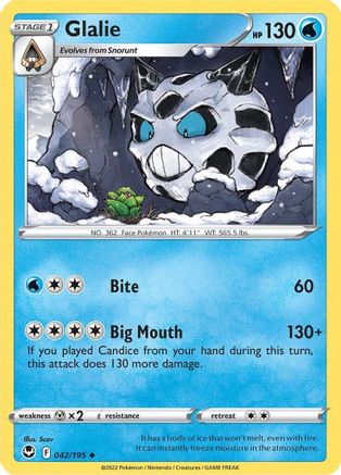 Image of Glalie 042/195  SWSH12 Silver Tempest - Uncommon