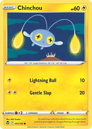 Image of Chinchou 051/195  - Reverse Holofoil SWSH12 Silver Tempest - Common