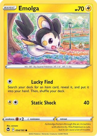 Image of Emolga 054/195  - Reverse Holofoil SWSH12 Silver Tempest - Common