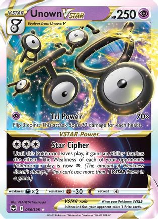 Image of Unown VSTAR 066/195  - Holofoil SWSH12 Silver Tempest - Ultra Rare