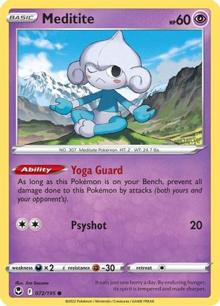 Image of Meditite 072/195  SWSH12 Silver Tempest - Common