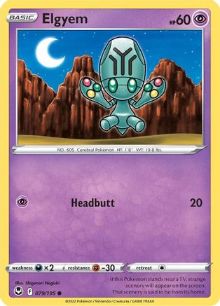 Image of Elgyem 079/195  - Reverse Holofoil SWSH12 Silver Tempest - Common