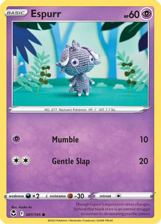 Image of Espurr 081/195  - Reverse Holofoil SWSH12 Silver Tempest - Common