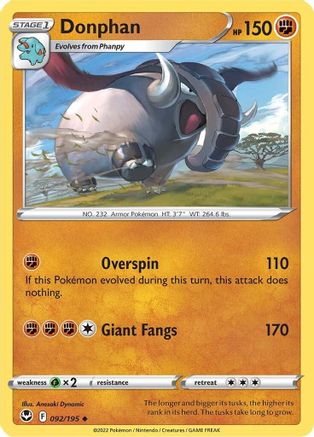 Image of Donphan 092/195  SWSH12 Silver Tempest - Uncommon