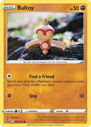 Image of Baltoy 093/195  - Reverse Holofoil SWSH12 Silver Tempest - Common