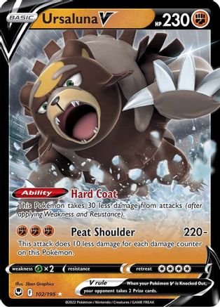 Image of Ursaluna V 102/195  - Holofoil SWSH12 Silver Tempest - Ultra Rare